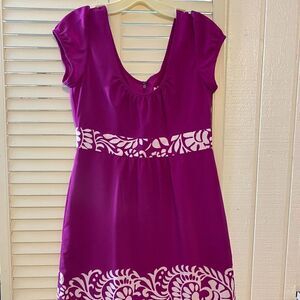 Banana Republic Magenta with White Flowers Dress